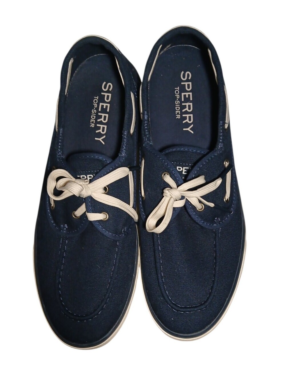 SPERRY Mens Navy Blue W White Laces Sz 8.5